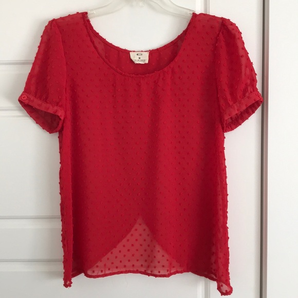Urban Outfitters Tops - Urban Outfitters Pins and Needles Red Sheer Top M